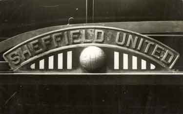 Sheffield United F.C. name plaque on possibly a steam locomotive