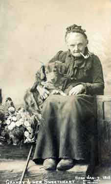 Granny (unidentified) and her sweetheart. Born Jan. 7th, 1815, still hale and hearty