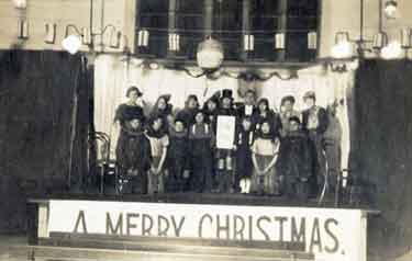 Christmas concert [of possibly 'Long Sammy' Cattell] by children at Fulwood Cottage Homes, Bolehill, Blackbrook Road, Fulwood.