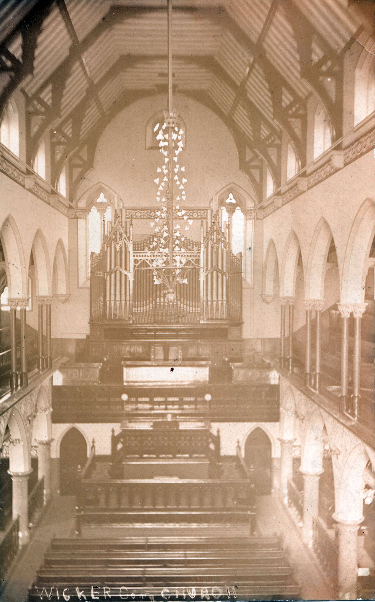 Interior of Wicker Congregational Church, junction of Ellesmere Road and Burngreave Road