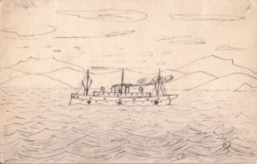 Drawing of a hospital ship [possibly drawn by a wounded soldier]