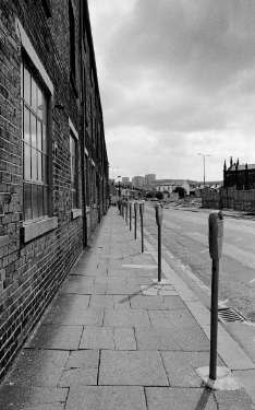 Parking meters on possibly Ellin Street, c1970s