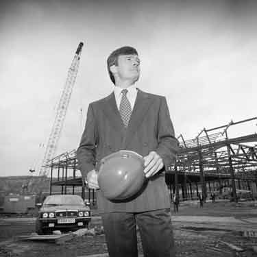 Paul Sykes, property developer, Meadowhall Shopping Centre at the Topping Out ceremony