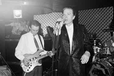 Pop group ABC on stage at Sheffield nightclub, Penny's, [Eyre Street]