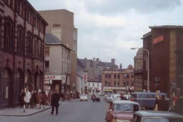 Lower Norfolk Street (latterly Esperanto Place) looking towards Fitzalan Square showing (right) the Odeon Cinema