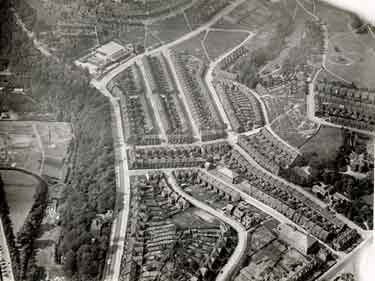 Aerial view of Firvale area (Hucklow Road School top left and Page Hall Cinema (bottom right) 