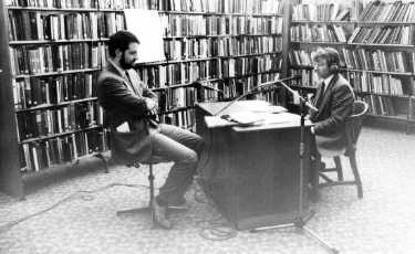 Radio Sheffield presenter Michael Cooke (right) interviews Archivist, Richard Childs, Music Library, Central Library