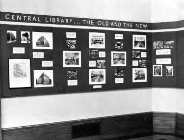 Display of 'Central Library....the old and the new' at the Town Planning Exhibition, 19th July - 31th August, 1945, No. 3 Gallery, Graves Art Gallery, Surrey Street