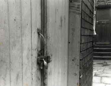 Butchers Wheel (also known as Butcher Works), No. 72 Arundel Street cutlery workshop padlocked with a spoon
