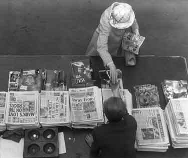 Newspaper seller, Sheffield Midland railway station