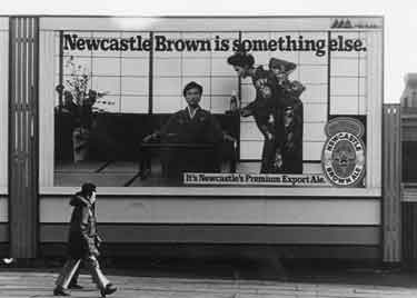 Advertising hoarding for Newcastle Brown Ale