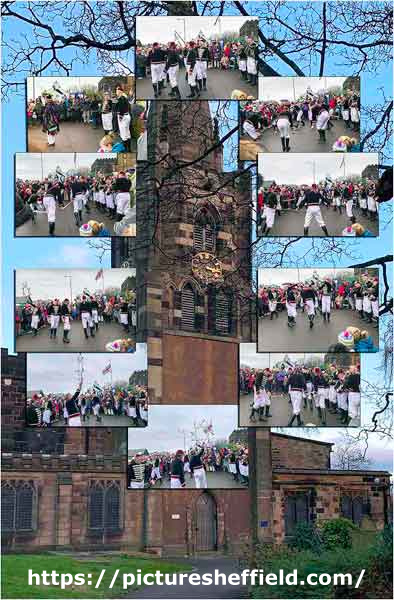Sheffield Photographic Society Collection: Handsworth Sword Dancers outside St Mary the Virgin, Handsworth Road