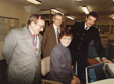 South Yorkshire County Council (SYCC). Unidentified event showing (second left) Councillor Roy Thwaites