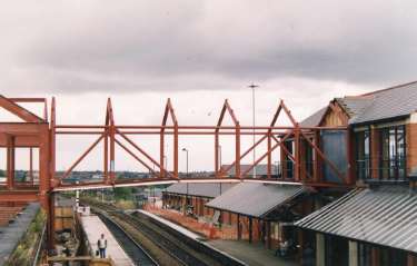 Construction of footbridge at Barnsley railway station, Barnsley Transport Interchange