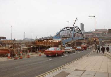 Construction of Park Square Supertram Bridge on Commercial Street