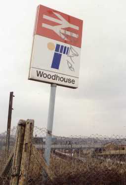 Sign for Woodhouse Railway Station, Woodhouse Mill
