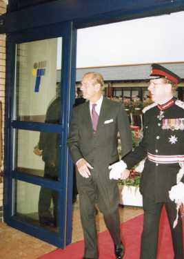 Prince Philip, Duke of Edinburgh at unidentified royal visit (in connection with South Yorkshire Passenger Transport (SYPTE))