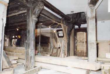 Renovation work, the Old Queens Head public house (formerly Hall in the Ponds), No. 40 Pond Hill