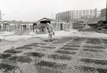 South Yorkshire Transport Executive (SYPTE). Construction of new Sheffield Transport Interchange / Pond Street bus station showing (back right) Park Hill Flats