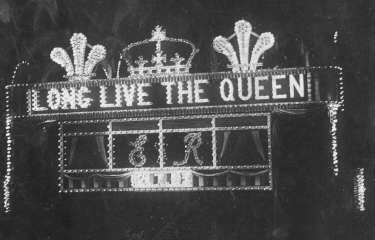 Decorated tram car celebrating the coronation of Queen Elizabeth II