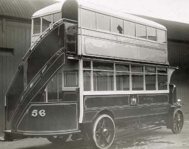Sheffield Corporation Motors double decker motor bus No. 56, Reg. No. WB 503, in service 1924-1931. AEC chassis/Brush bodywork