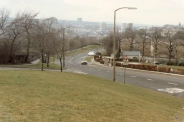 Park Grange Road looking towards junction with (left) Queen's Towers