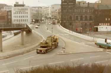 Park Square looking towards Commercial Street showing (top left) Barclays Bank and (top right) Canada House (old Gas Company offices)