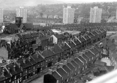 Elevated view of St. Stephen's Church and Martin Street Flats, Netherthorpe