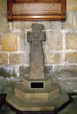 Saxon Cross in north asle, St. Nicholas C. of E. Church, High Bradfield