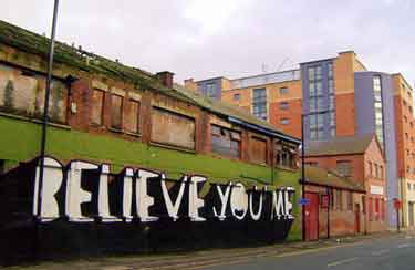 Mural (removed 2012) on Sidney Street by the artist Kid Acne c. 2010