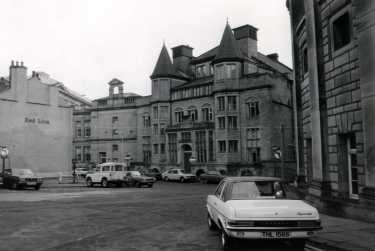Holly Street showing (right) rear of the City Hall, (centre) the Bow Centre and (left) the gable end of Nos. 18 - 20 the Old Red Lion public house