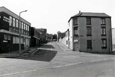 Edward Street at junction with Meadow Street showing (right) William Rowland Ltd., metal merchants, Nos. 7 - 23 Meadow Street and (left) J. W. Maher and Son Ltd., ferro alloys, Castle Works, No. 105 Edward Street