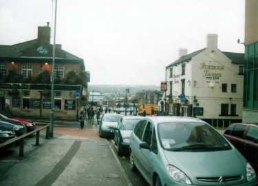 Charles Street showing (left) No. 69 Yorkshire Grey public house and No. 72 Roebuck Tavern