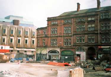 Redevelopment of the Peace Gardens looking towards St. Paul's Parade and (left) the Town Hall extension (Egg Box (Eggbox))