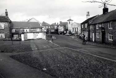 Church Lane, Dore showing (right) Nos. 1 - 7 Hare and Hounds public house and (centre) Dore Methodist Church, No. 3 Savage Lane