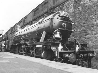 The Cider Express steam locomotive, possibly Sheffield Midland railway station