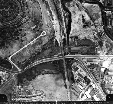 (Centre) Herries Road showing (middle left) Scraith Wood Drive (bottom left) Oxspring Bank and Cookson Road and (bottom centre) Oxspring Dam