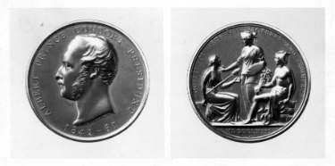 Medal awarded (probably to Sir Robert Hadfield) by the Society of Arts, Manufactures and Commerce showing (left) Albert, Prince Consort, President, 1842-1861