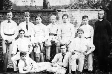 Sir Robert Hadfield (far left) as a member of St. Mark's Church cricket team showing (far right) Archdeacon Henry Arnold Favell