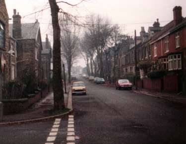 Sandford Grove Road looking towards the city from junction with (left) Glen Road 