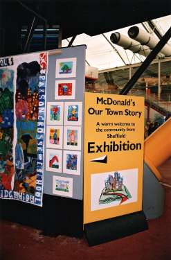 Sheffield schools art work celebrating 'Our Town Story' at the Millennium Dome featuring art work from Parson Cross C. of E, School