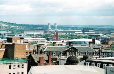 View from the City Centre looking towards Meadowhall Shopping Centre and the Tinsley Cooling Towers