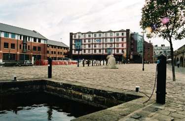 Victoria Quays / Canal Basin, Sheffield and South Yorkshire Navigation showing (centre) Straddle Warehouse and (left) Nabarro Nathanson, solicitors
