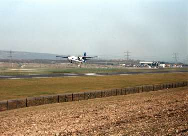 Aeroplane taking off from Sheffield Airport