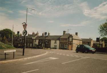Junction of (foreground) Hillfoot Road and Baslow Road showing (centre) old Totley post office