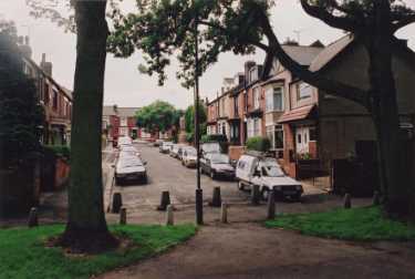 Huntsman Road, Darnall showing (foreground) entrance to High Hazels Park