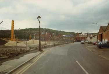Construction of (left) probably Hillsborough Leisure Centre, Beulah Road