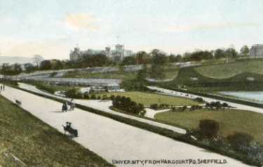 Crookes Valley Park and (back) University of Sheffield from Harcourt Road