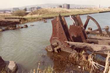 Sheffield and South Yorkshire Navigation, off Broughton Lane showing remains of old coal bridge