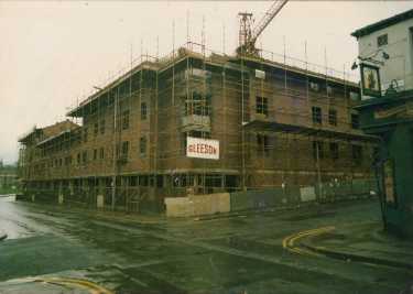 Division Street (foreground) looking towards (left) Devonshire Street and (centre) Westfield Terrace showing the construction of Eldon Court flats